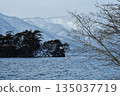 山巒和冬日的大海如同水墨畫（色彩暗淡） 135037719