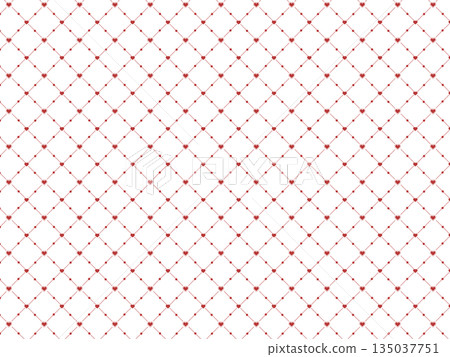 可愛的格子背景，帶有心形圖案 135037751