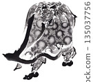 舞獅墨水畫 135037756