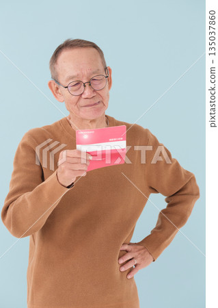 Senior men troubled watching passbooks 135037860
