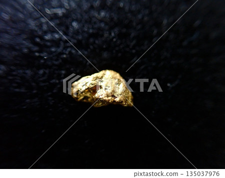 礦物標本：一塊小型純金塊的特寫 135037976