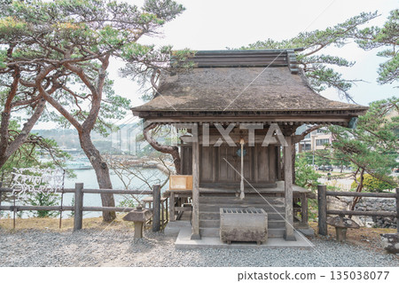 Zuiganji Godaido or National Treasure, a temple building on a small island in Matsushima Bay in Matsushima, Miyagi Prefecture, Tohoku, Japan. Landmark and famous Vacation 135038077