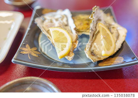 fresh Oyster in Matsushima fish market, seafood famous and popular of Matsushima bay in Miyagi Prefecture, Tohoku, Japan fresh Oyster in Matsushima fish market, seafood famous and popular of Matsushima bay in Miyagi Prefecture, Tohoku, Japan 135038078