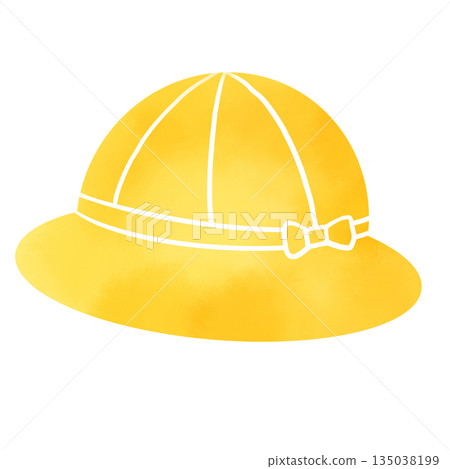 Watercolor style yellow school hat illustration Elementary school student entrance preparation image material 135038199