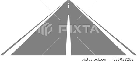 一幅描繪筆直道路和白色線條的透視圖。 一幅描繪筆直道路和白色線條的透視圖。 135038292