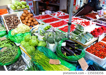 Morning market in Dalian, China 135038356
