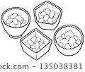 Simple illustration, line drawing, small bowl of boiled beans 135038381