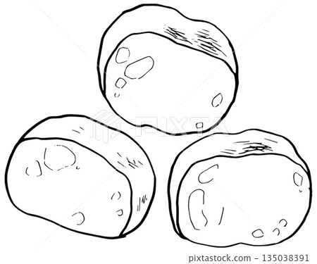簡單的線條畫法棍麵包插圖 135038391