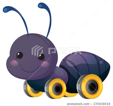 Cute Cartoon Ant Toy with Wheels and Smile 135038416