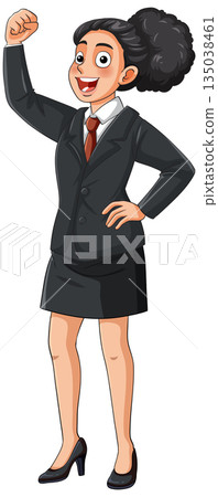 Confident Businesswoman Raising Fist in Victory Pose Confident Businesswoman Raising Fist in Victory Pose 135038461