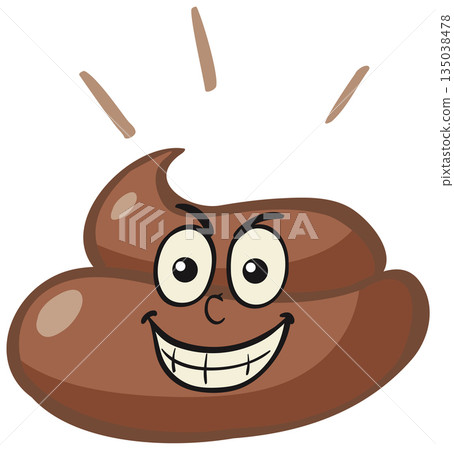 Smiling Cartoon Poop Emoji with Expressive Face 135038478