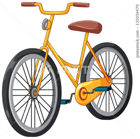 Yellow Bicycle Side View Vector Illustration 135038479
