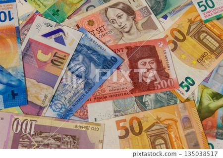 Background of currencies from different european countries 135038517