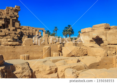 Karnak Temple Complex, commonly known as Karnak comprises a vast mix of decayed temples, chapels, pylons, and other buildings in Luxor, Egypt Karnak Temple Complex, commonly known as Karnak comprises a vast mix of decayed temples, chapels, pylons, and other buildings in Luxor, Egypt 135038553