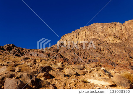 View of the rocky Sinai mountains and desert in Egypt 135038590