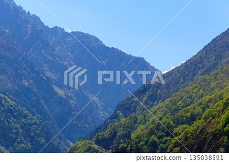 View on the Caucasian mountains in Georgia 135038591