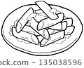 Simple illustration line drawing penne pasta 135038596