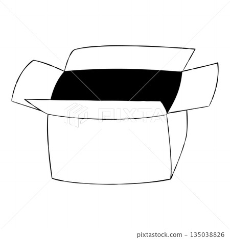 一個白色盒子，蓋子打開的示意圖。 135038826