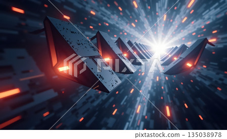 Dynamic Triangular Shards Creating Depth And...-插圖素材 [135038978] - PIXTA圖庫