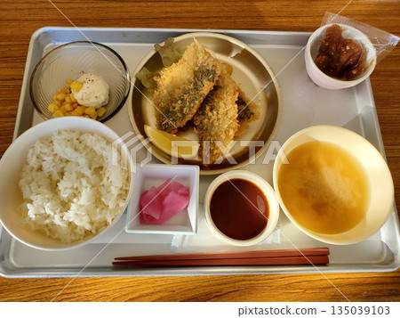 School lunch style fried horse mackerel set meal School lunch style fried horse mackerel set meal 135039103