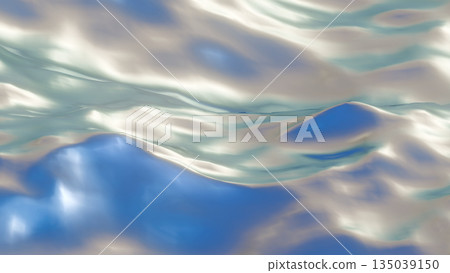 夢幻般的藍色和銀色抽象液態波浪背景 135039150