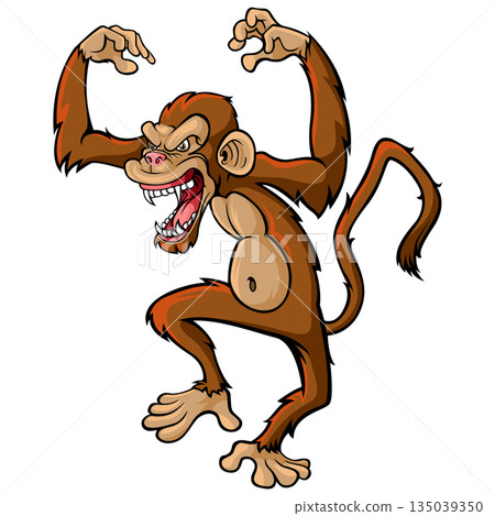 Angry Monkey Cartoon Mascot Illustration 135039350
