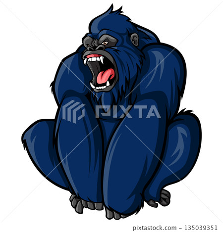 Angry Gorilla Cartoon Mascot Illustration 135039351