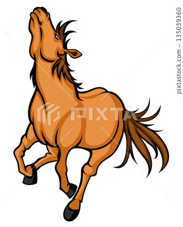 Powerful Rearing Horse Cartoon 135039360