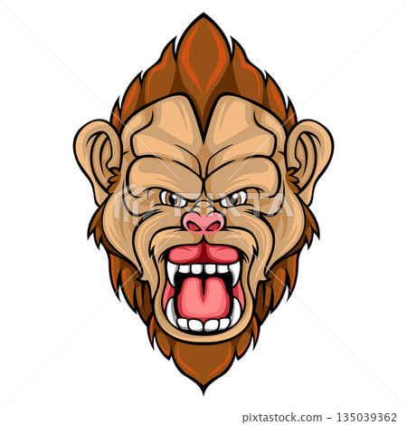 Angry monkey head mascot logo illustration isolated on white background 135039362