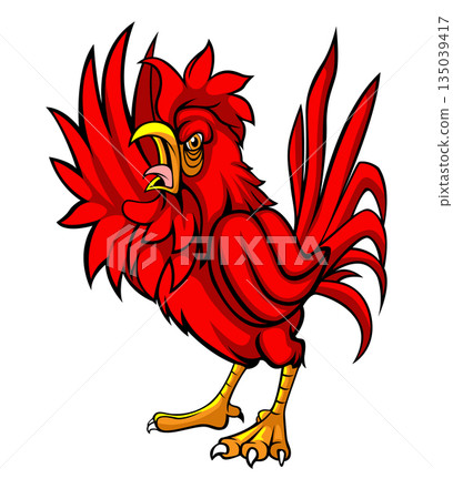 Cartoon Farm Rooster Character Cartoon Farm Rooster Character 135039417