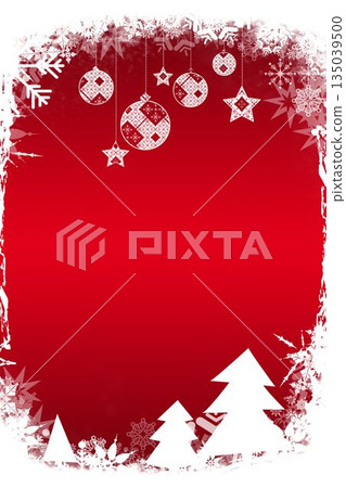 Fir trees with snow flakes 135039500