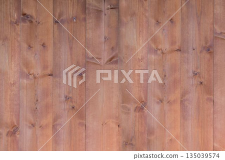 Displaying vertical wooden plank panel in flat design, showing wood grain and knot markings 135039574