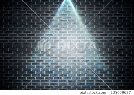 Grey brick wall under spotlight 135039627