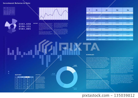 Business interface with graphs and data Business interface with graphs and data 135039812