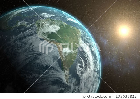 Planet earth against bright sun 135039822