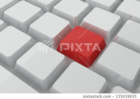 Digitally generated red key on keyboard Digitally generated red key on keyboard 135039835