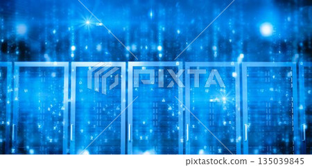 Closeup of blue server rooms Closeup of blue server rooms 135039845