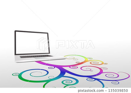 Laptop with colourful spiral design Laptop with colourful spiral design 135039850