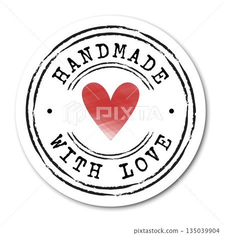 Image of handmade with love text and read heart on white background Image of handmade with love text and read heart on white background 135039904