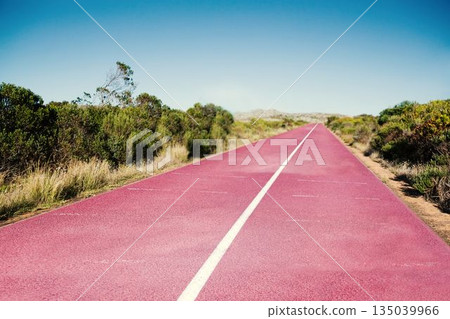Running track against clear sky Running track against clear sky 135039966