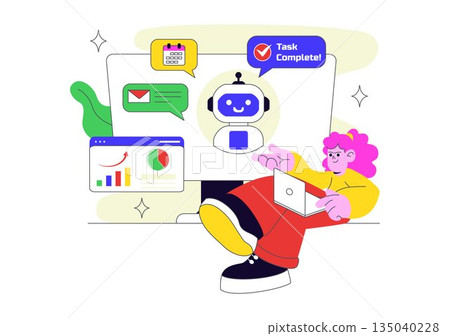 AI Personal Assistant App Vector Illustration Featuring Smart Digital Assistant Interface, Modern Mobile Technology, and Intelligent Automation AI Personal Assistant App Vector Illustration Featuring Smart Digital Assistant Interface, Modern Mobile Technology, and Intelligent Automation 135040228