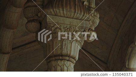 Red Fort stone relief sculpture and sandstone wall architecture with intricate carved details Red Fort stone relief sculpture and sandstone wall architecture with intricate carved details 135040371