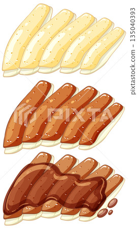 Vector Illustration of Asian Fried Tofu with Sauce Variations 135040393