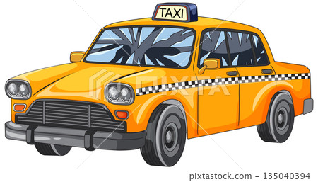Yellow City Taxi Cab Cartoon Vector Illustration Yellow City Taxi Cab Cartoon Vector Illustration 135040394