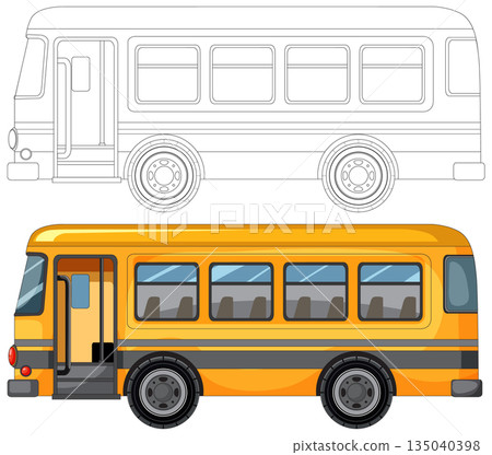 Yellow City Bus Vector with Outline Version Yellow City Bus Vector with Outline Version 135040398