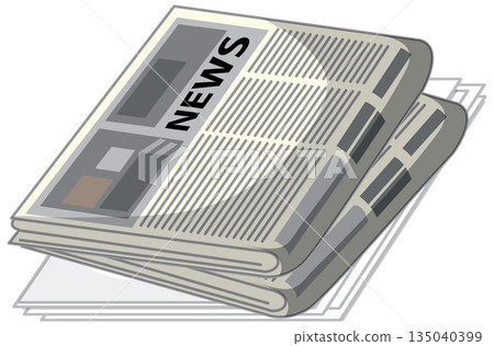 Folded Newspaper with Headline in Vector Illustration Style 135040399