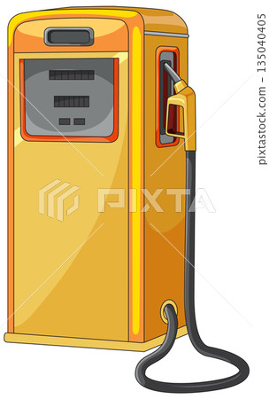 Vintage Yellow Gas Pump with Hose and Nozzle 135040405