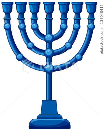 Blue Vector Illustration of Traditional Seven-Branched Menorah Blue Vector Illustration of Traditional Seven-Branched Menorah 135040413