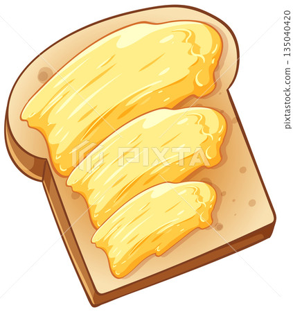 Slice of Toast with Melted Butter Vector Illustration 135040420