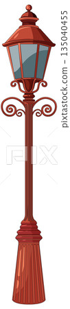 Vintage Red Street Lamp Vector Illustration 135040455